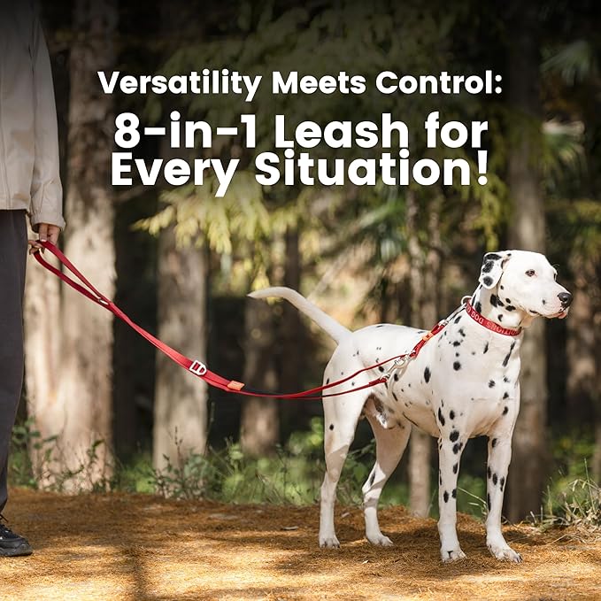 HOWGO 8-in-1 Multifunctional Hands Free Dog Training Leash with Padded Handle, 8.5 FT Nylon Adjustable Length, Lightweight Aviation Aluminum, Crossbody Waist Leash for Puppy Medium Large Dogs (Yellow)