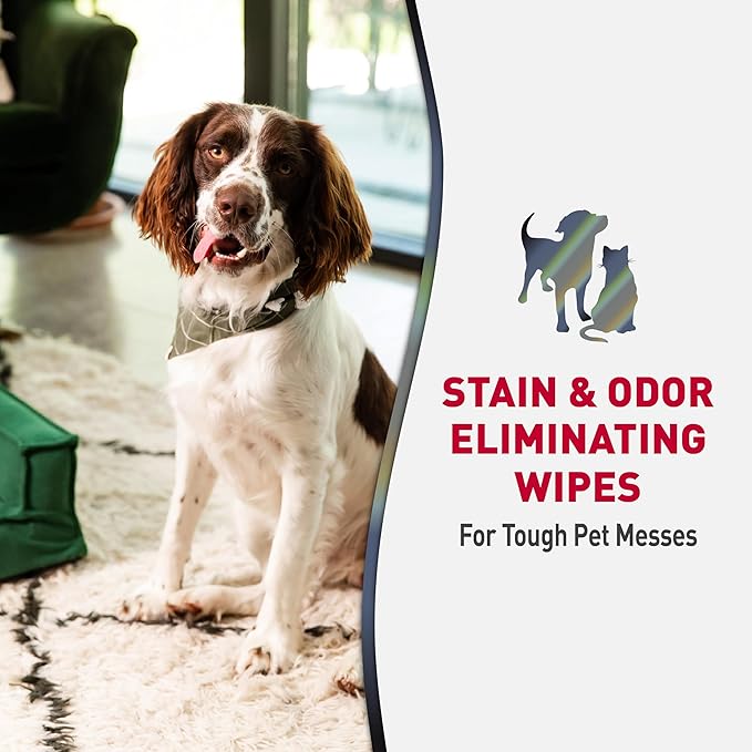 Nature’s Miracle Advanced Stain And Odor Eliminating Wipes for Hard Surfaces, 30 Count, Enzymatic Formula Eliminates Tough Pet Messes