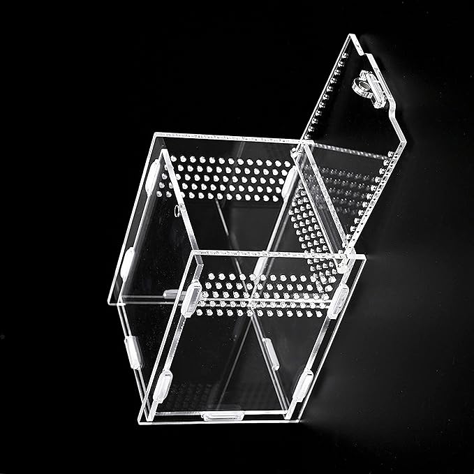 Magnetic Acrylic Case, micro habitat small Tarantula Enclosure enclosure for arboreal Tarantula Scorpion Sling Lizards Mantis Snake Gecko jumping spider snail Insect Isopods (4.7*4.7*7.8 inch)