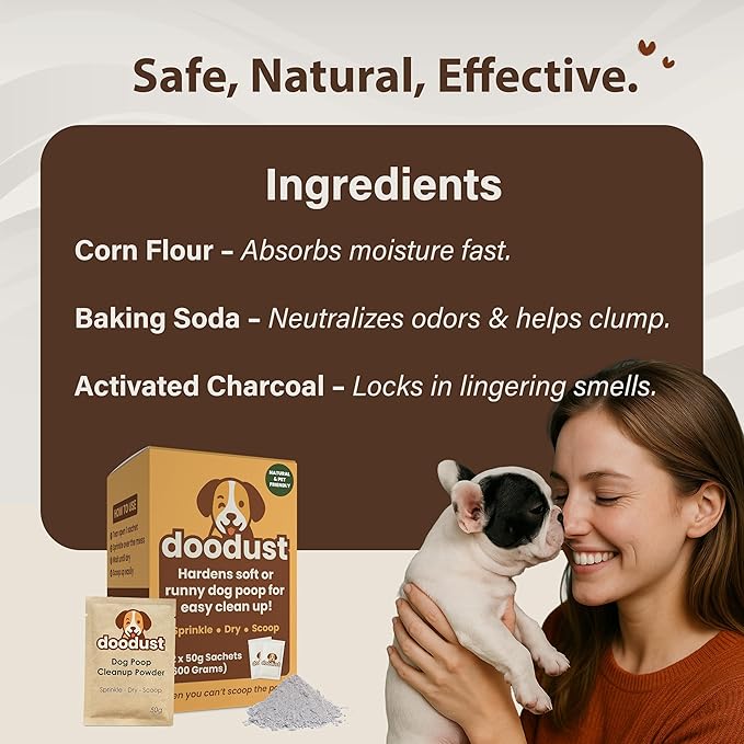 Doodust Dog Poop Clean Up Powder, Poop Hardener & Yard Cleaner, Biodegradable, Pet-Safe, Stops Odor and Makes Pickup Easy