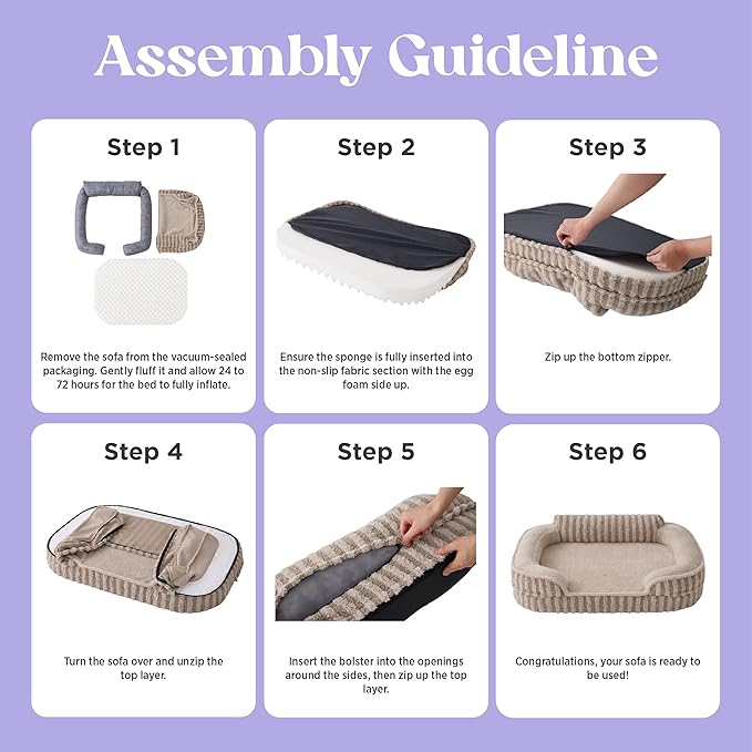 LE SURE Cute Dog Bed Medium Size Dog, Orthopedic Waterproof Medium Pet Beds with Sides, Non-Slip Bottom and Egg-Crate Foam Pet Couch Sofa with Washable Removable Cover, Beige