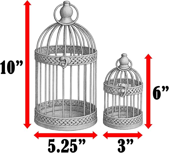 Vela Lanterns Bird Cage Decor Candle Holder Lantern Decorative Table Centerpiece Halloween Decorations, Black, Set of 4