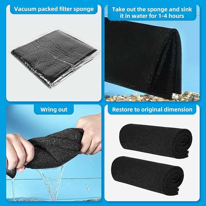 AQUANEAT Aquarium Bio Sponge Filter Media Pad Cut-to-Size Open Cell Foam Sheet for Fish Tank Sump (20" x 20" x 0.5")