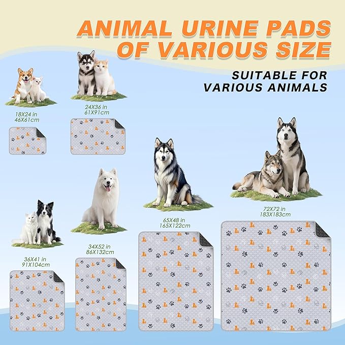 Washable Pee Pads for Dogs, 2 Pack Reusable Puppy Pads, Waterproof Pet Pee Pads for Dog Potty Training, Extra Large Dog Pee Pads for Crate, Playpen, and Whelping, Orange 24"x36"