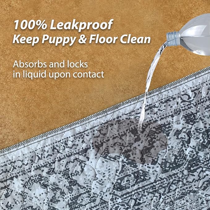 nunubaby Washable Pee Pads for Dogs, Stylish, Non-Slip and Leak-Proof Pee Pads. Reusable Potty Pads for Dogs for Crates and Floors.(Gray/Geo, 72" x72")