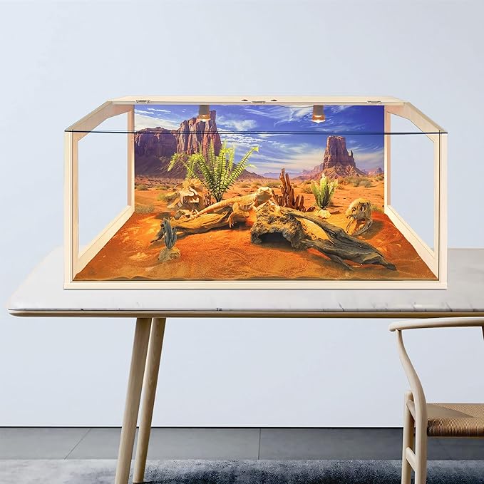 Prolee Bearded Dragon Tank, Reptile Enclosure, Snake Tank, Reptile Terrarium, Built-in Light Fixtures with Switch, (30 Gallon, 32" Long, Clear Acrylic Roof)