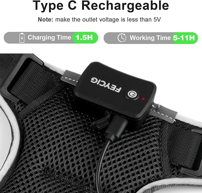 Light Up Dog Harness,Reflective Pet Harness Rechargeable,Led Dog Vest Harness for Night Walking,Adjustable Dog Safety Vest for Small Medium Large Dogs-No Pull,Black,L