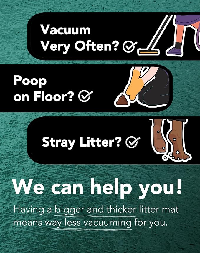 Lukamoo® Cute Cat Litter Mat (30’’x20’’), Extra-Large/XL, for Kitty Litter & Cute Cat Litter Box, Litter Trapping Mat (Long Hair White)