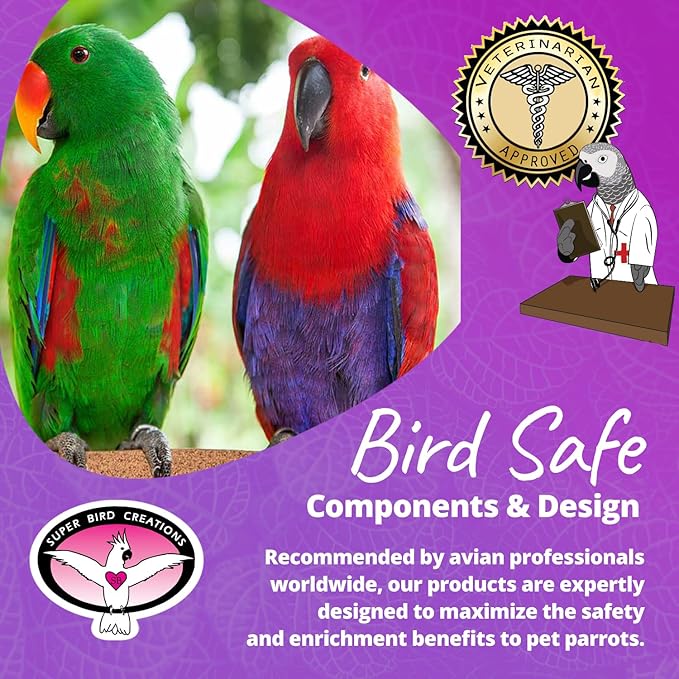 Super Bird Creations SB1153 Sure-Grip Grooming Perch Large, Medium/Large Bird Size - Enriches Beak and Foot Health - Ideal for Parrots Parakeets Quakers -Large Bird Size, 1 1/4" diam x 12" (Large)