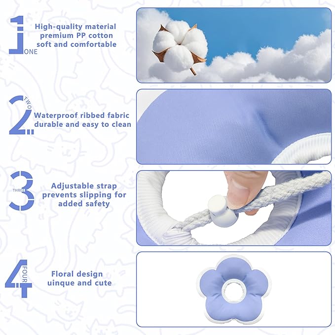 Cat Cone Collar Soft, Waterproof Cats Cones to Stop Licking After Surgery, Adjustable Soft Elizabeth Cats Collars for Wound Healing, Flower Shape Cat Recovery Collar (Purple, Small)