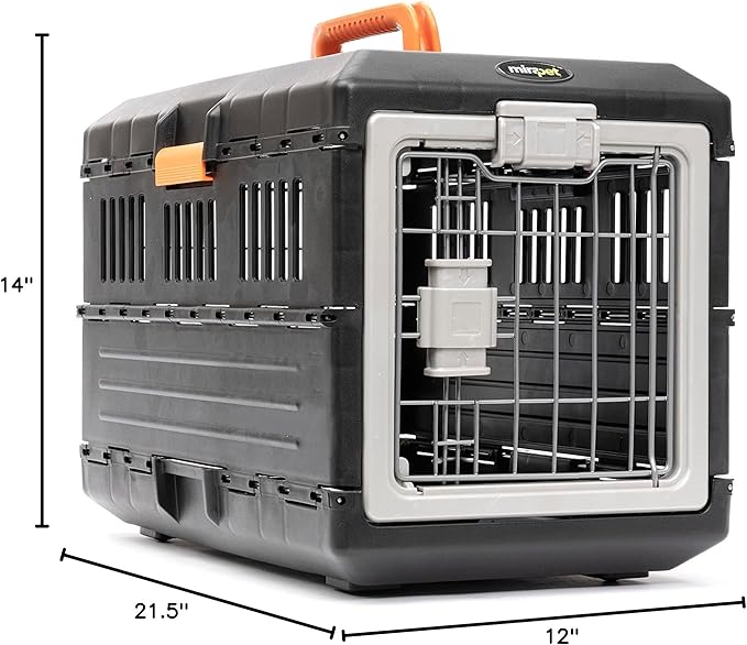USA Pet Carrier & Crate 21'' - Premium Collapsible Design for Cats and Dogs - Portable Kennel for Small Pets - Indoor/Outdoor - 360-Degree Ventilation & Hard Plastic Wall Protection