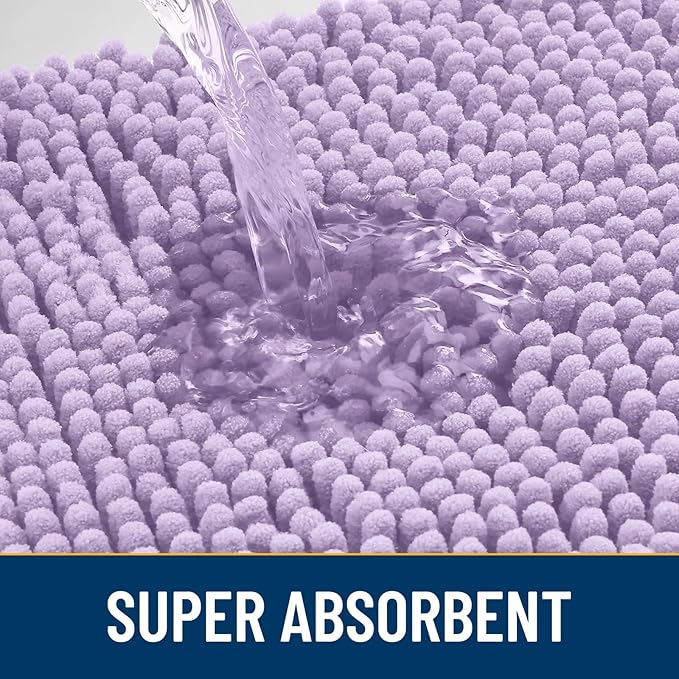 Smiry Dog Door Mat for Muddy Paws 24x16, Absorbs Moisture and Dirt Doormat, Non-Slip Washable Quick Dry Chenille Front Door Mat Indoor Entrance, Entryway Carpet for Inside Floor, Lavender