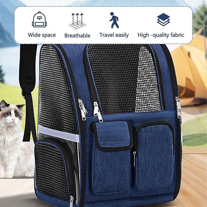 Pet Backpack, Airline Approved Dog Backpack, Cat Bag for Travel Hiking Bike Riding Walking Outdoor, Cat Backpack with Breathable Mesh(Pink)