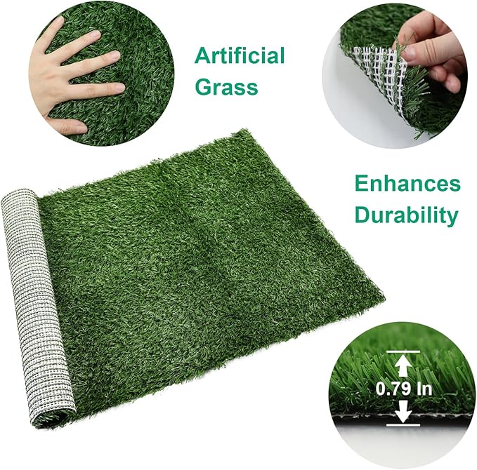 Dog Grass Mat, Synthetic Turf for Indoor/Outdoor Puppy Potty Training Durable, Drainable & Easy-Clean Pet Bathroom Mat for Small to Large Dogs Grass Only (34.6"x22.5")