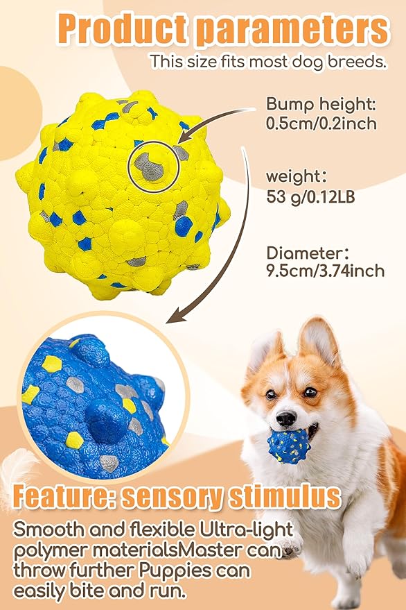 3.7'' Dog Balls for Dogs Aggressive Chewers Indestructible Tennis Durable Bouncy Interactive Dog Toy Balls for Fetch Game Floating Balls (Yellow Large)