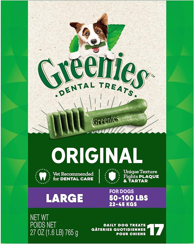 Greenies Original Large Dental Dog Treats, 27 oz. Pack (17 Treats)