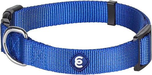 Blueberry Pet Essentials Medium Dog Collar in Royal Blue | Adjustable & Eco-Friendly Durable Nylon Strap | Classic Collar for Medium Dogs, Boy & Girl Pets