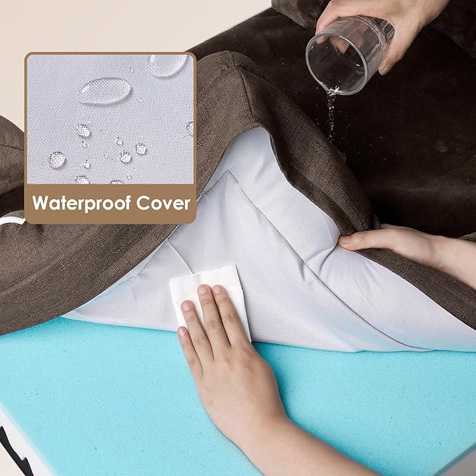 EHEYCIGA Orthopedic Dog Beds for Extra Large Dogs, Waterproof Memory Foam XXL Dog Bed with Sides, Non-Slip Bottom and Egg-Crate Foam Big Pet Couch Bed with Washable Removable Cover, Brown