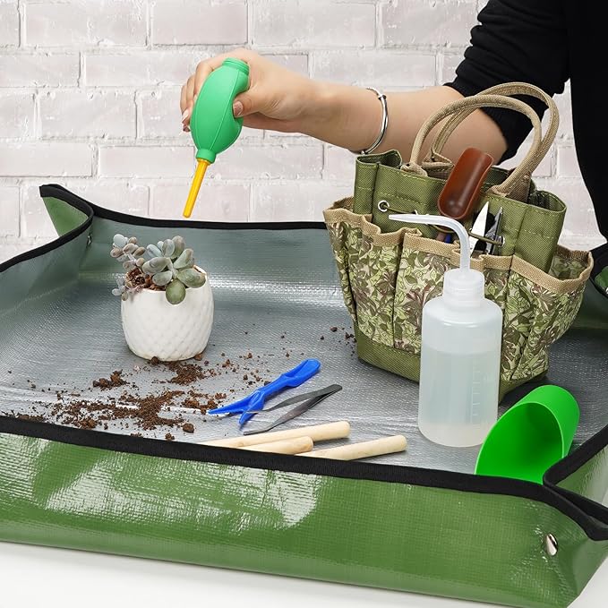 Succulent Tools Kit with Organizer Bag- 13Pcs Indoor Gardening Tools |Mini Succulent Hand Tools with Tote, Succulent Transplanting Supplies, Present for Gardeners Plant Care (Honeysuck)