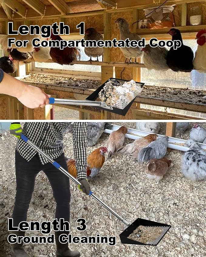 Large Chicken Poop Scooper, Chicken Coop Accessories,Metal Litter Scooper For Chicken,Chicken Coop Cleaning Tools,Heavy Duty Poop Shovel For Chicken Coop Accessories,Chicken Coop Must Haves (Black)