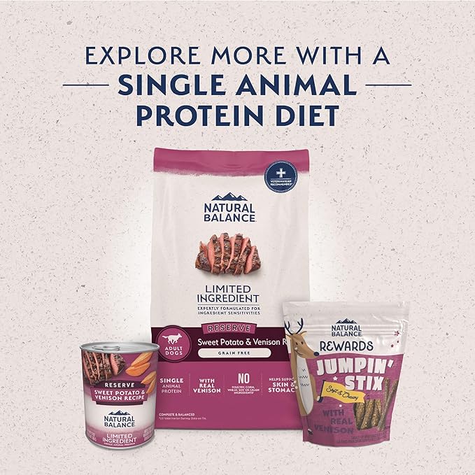 Natural Balance Limited Ingredient Adult Grain-Free Dry Dog Food, Reserve Sweet Potato & Venison Recipe, 4 Pound (Pack of 1)