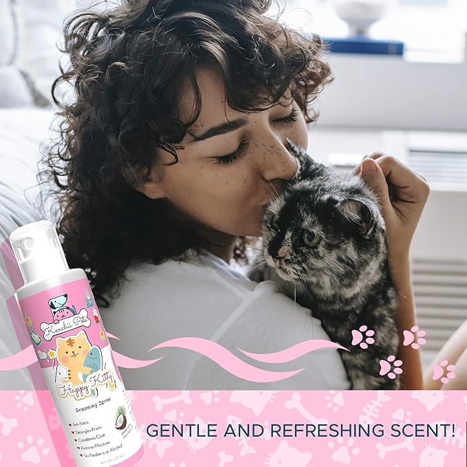 Professional Pet Grooming Spray for Kittens and Cats | All-Natural Scented Moisturizing Cat Detangler Spray | Kitten Conditioner Coat Shine Spray | Cat Grooming Supplies