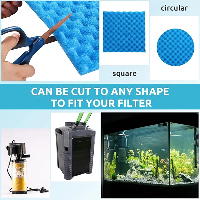 9 Pcs Fish Pond Foam Aquarium Filter Sponge Wave Shape Coarse Foam for Fish Tank Sump Pond 17 x 11 Inch x 1/2 to 1 Inch, Black, Green, Blue