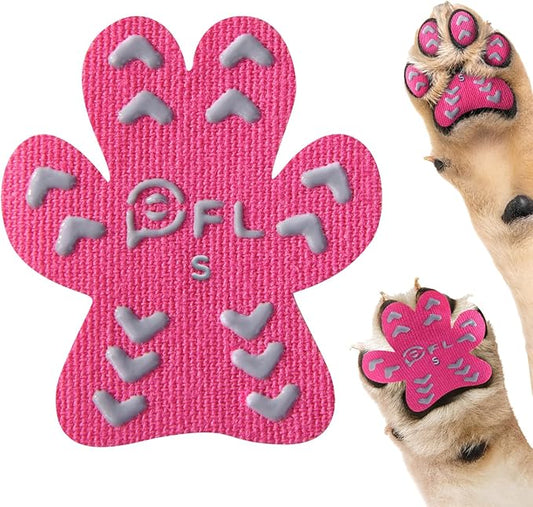 Anti-Slip Dog Paw Protector Pads for Senior Dogs, Dog Paw Pink Stickers with Strong Traction on Hardwood Floor, Dog Essentials,12sets(48pcs) S(4-10lbs)