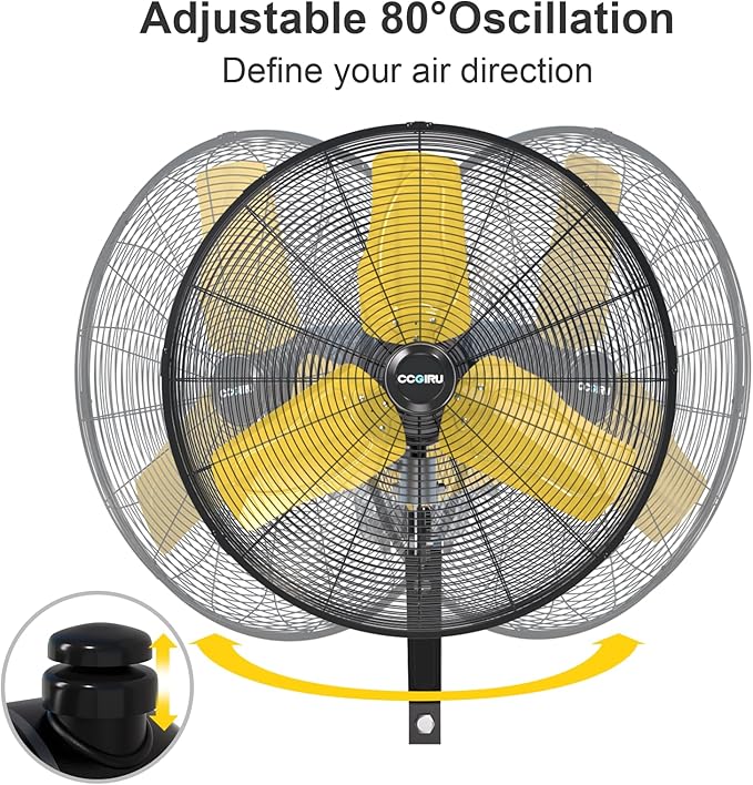 9000 CFM 24" Outdoor Oscillating Wall Fan, High Velocity 3-Speed Waterproof Professional Outdoor Fan, Heavy Duty Industrial Wall Mount Fans for Patio, Commercial, Garage, Warehouse, UL Listed