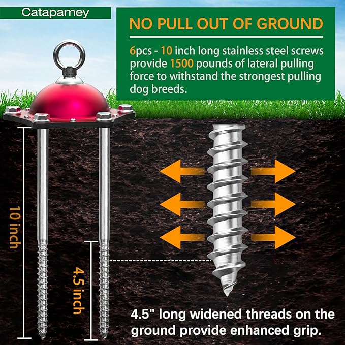 Dog Tie Out Cable and Stake for Yard,(up to 200lbs) 360°Swivel Dog Run Anchors- No Tangle,with 30FT Heavy Duty Tie Out Cable for Dogs,Runner for Yard,Ideal for Outdoor Camping