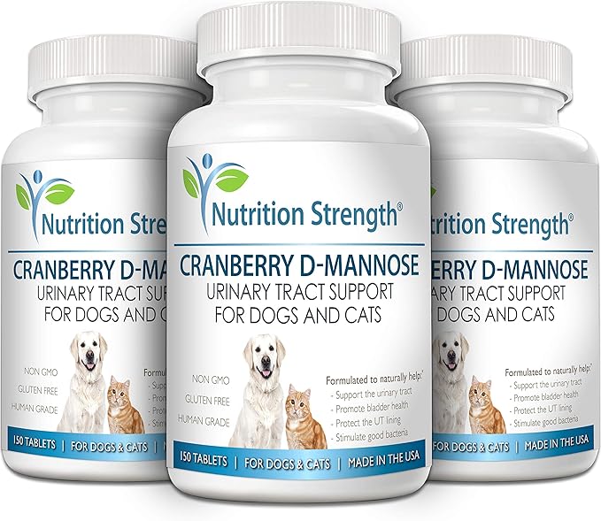Cranberry D-Mannose for Dogs, Support for Bladder & UTI, Pet Urinary Tract + Immune Health Supplement, Cranberry for Dogs with D-Mannose & Vitamin C, 150 Chewable Tablets