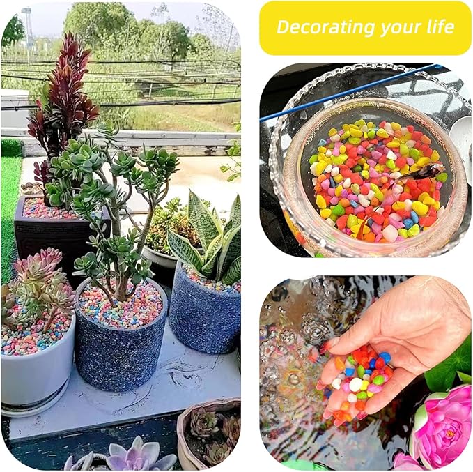 Yellow Pebbles for Crafts, 0.9 Pound Natural Polished Aquarium Gravel, Decorative Pebbles for Indoor Plants, Turtle Tank, Vase, Succulents Cactus, Garden Landscaping