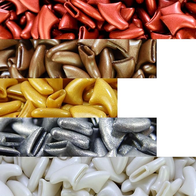 zetpo 100 pcs Cat Nail Caps | Cat Claw Covers | with Adhesives and Applicators (M, Metal Red, Bronze, Gold, Silver, Pearl White)