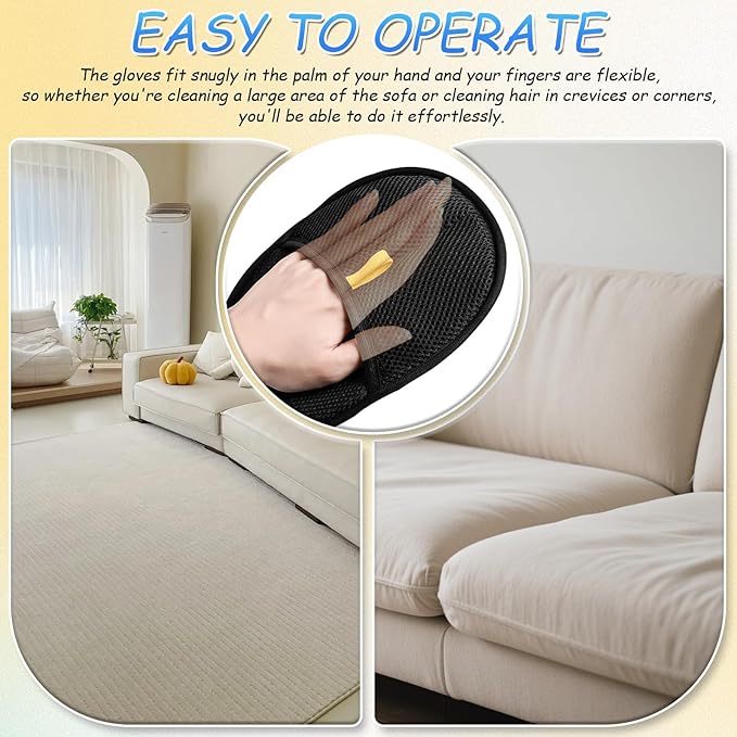 Pet Hair Removal Gloves, and Efficient Pet Hand Hair Removal Gloves, Reusable Pet Hair Removal Gloves. Suitable for Long-Haired and Short-Haired Dogs, Cats and Horses