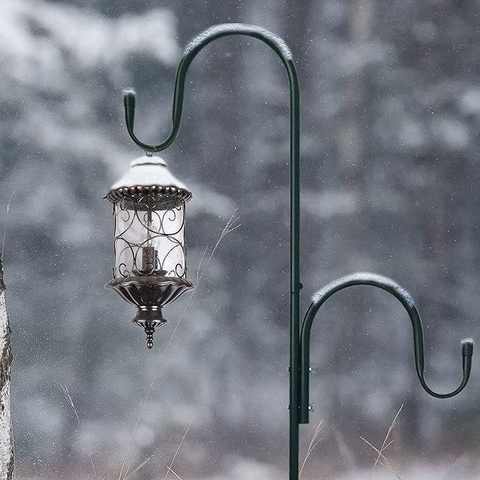 MIPON 78 Inch Double Shepherds Hooks for Outdoor Bird Feeder,Hanging Plants,Solar Light,Adjustable 78/62/46/30 Inch,3/4 Inch Width Garden Shepards Hook