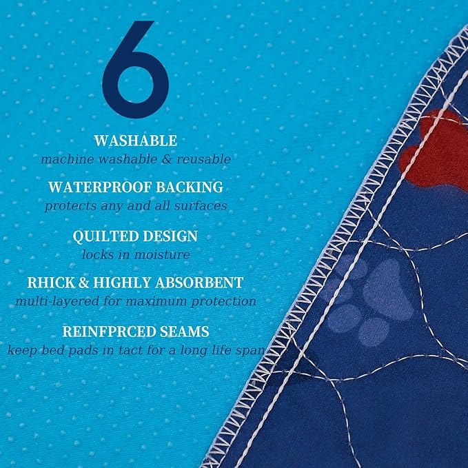 Washable Pee Pads for Dogs + Pet Grooming Gloves - Waterproof & Non-Slip Fast Absorbing Puppy Potty Training Pads,Reusable Whelping Pads, Pee Pad for Guinea Pig Cage,Dog Playpen Mat