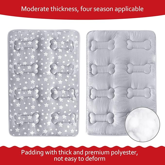 Dog Crate Bed Mat (36" X 23"), Soft Dog Bed Mat with Cute Stars, Personalized Crate Pad, Anti-Slip Bottom, Machine Washable Kennel Pad