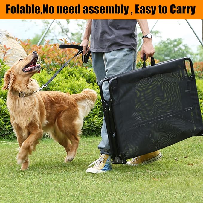 Elevated Raised Small Meduim Dog Bed Cots,Cooling Foldable No Assembly Need Pet Hammock Bed with Breathable Mesh, Indoor Outdoor Dog Pet Bed for Small Meduim Dogs, Chew Proof, Black