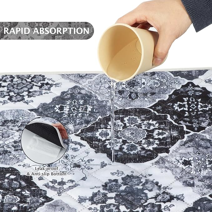 IEUUMLER Washable Pee Pads for Dogs, 2 Pack Reusable Pee Pads for Dogs Non-Slip Grip, Super Absorbent Waterproof Puppy Pads for Potty Training, Playpen, Crate, Whelping Box EU011 Black Grey, 36x24