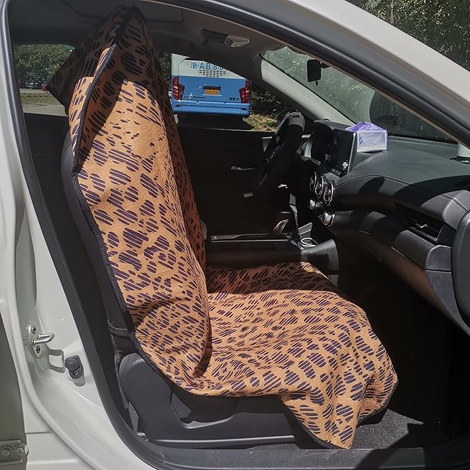 Car Seat Cover Protector Front Seats,for Gym Workout,Running,Swimming,Beach and Hiking,Waterproof Sweat Towel Bucket Seat Covers for Cars SUV Trucks (Leopard, 2Pcs)