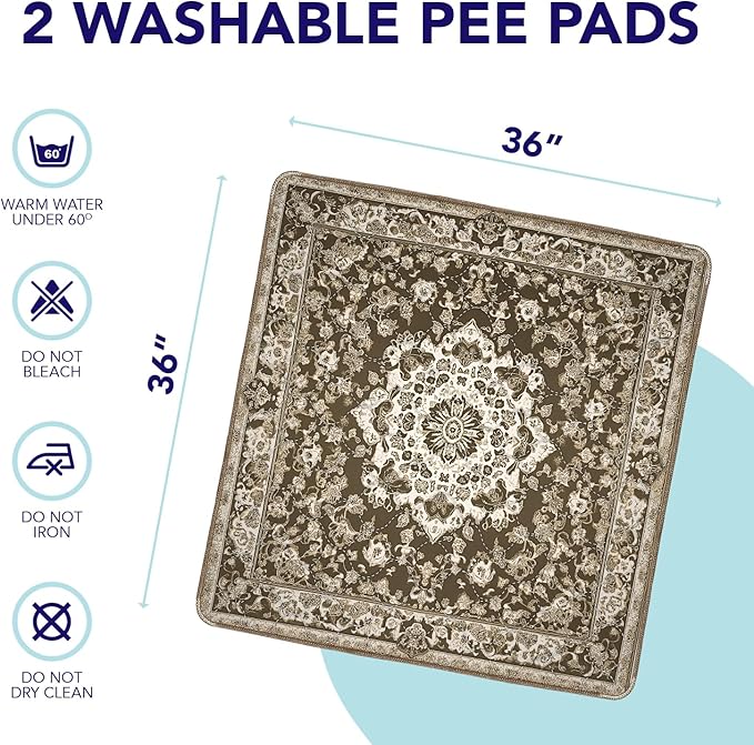 Washable Pee Pads for Dogs - Super Absorbent Reusable Puppy Training Pads - 100% Waterproof, Leak-Proof & Non-Slip Whelping Pads for Pet Housebreaking
