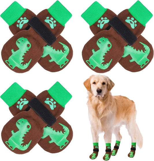 BEAUTYZOO Anti-Slip Dog Socks,Dog Shoes for Hot/Cold Pavement,Paw Protectors with Grips 3 Pairs for Puppy Small Medium Large Senior Old Dogs,Dog Socks to Prevent Licking and Hardwood Floor Protection