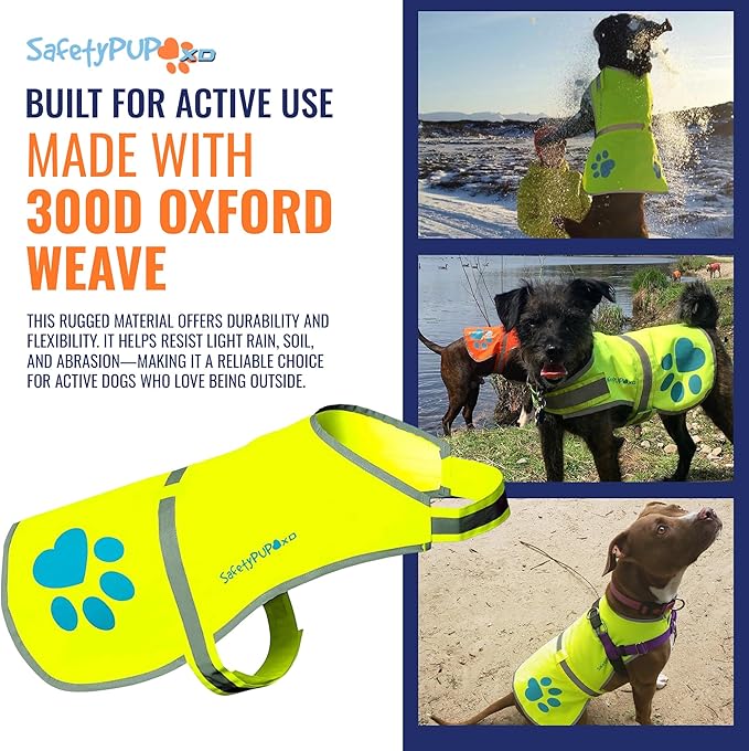 Dog Reflective Vest – Hi-Vis Fluorescent Visibility That Helps to Safeguard Your Pet On/Off Leash in Urban & Rural Areas (Yellow, X-Large)