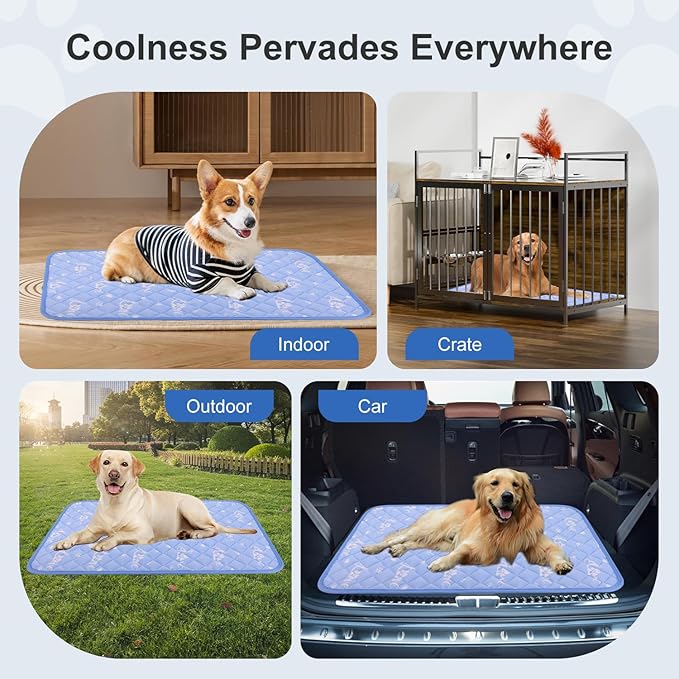 MH MYLUNE HOME Dog Cooling Mat 59" x 40" Arc-Chill Cool Fiber & Endothermic Color Changing Double-Sided Cooling & Warm Dog Mat, Foldable Washable Summer Pet Blanket