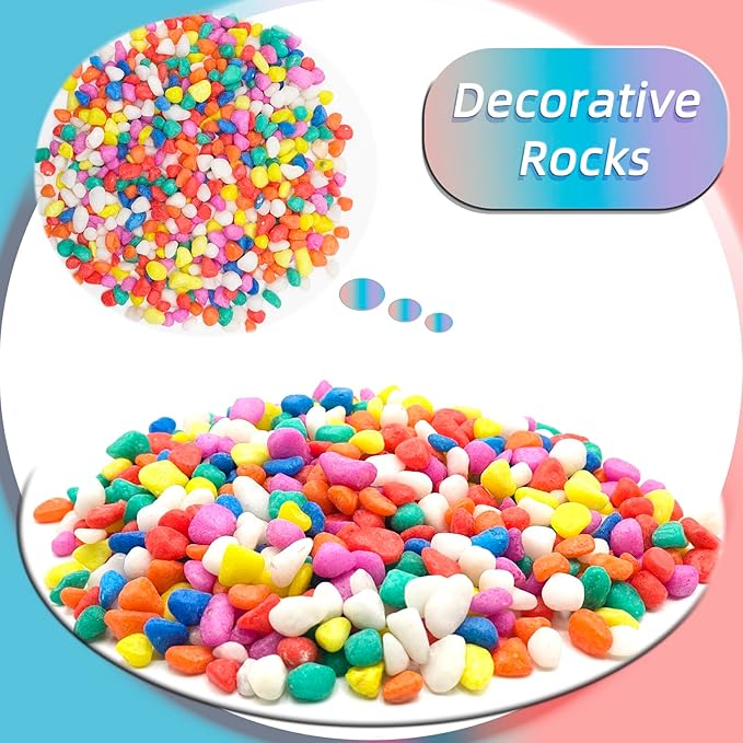Mixed Color Pebbles for Crafts, 0.9 Pound Natural Polished Aquarium Gravel, Decorative Pebbles for Indoor Plants, Turtle Tank, Vase, Succulents Cactus, Garden Landscaping