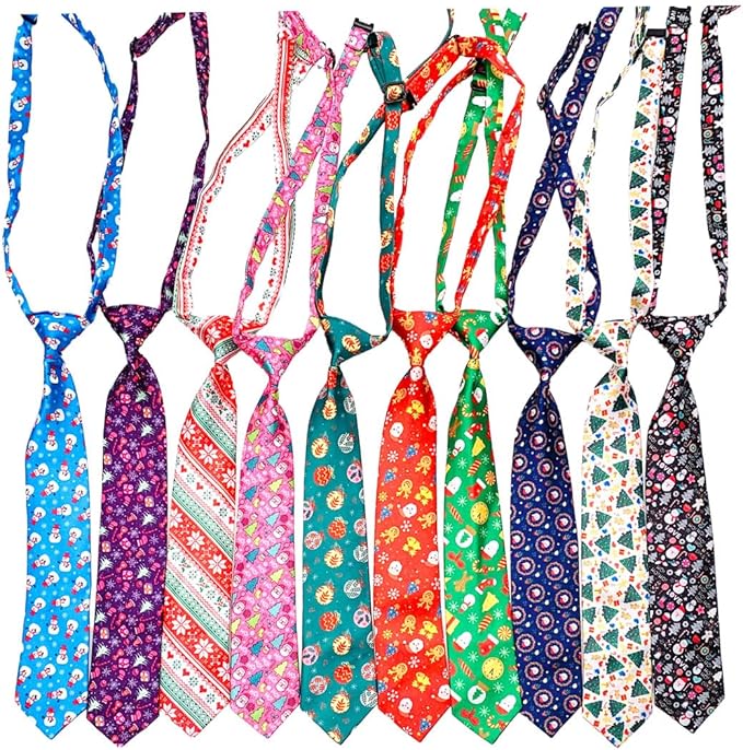 PET SHOW 10pcs Pack Christmas Big Dog Ties Neckties for Large Breed Dogs XL Adjustable Holiday Grooming Accessories Neck Ties Bowties Girl Boy Festival Costumes Photography Party Gift Favor