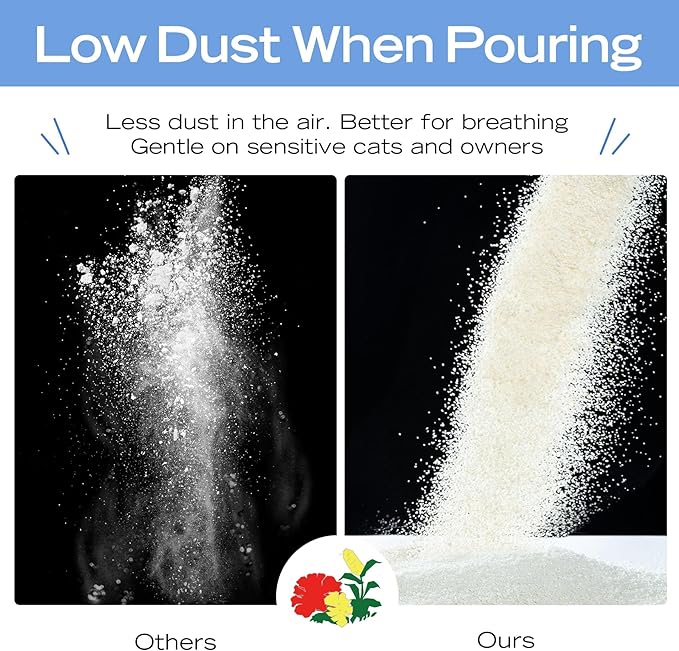 Natural Cat Litter Unscented, 100% Plant-Based, Strong Clumping Litter, Easy Scooping, Clumps Lift Cleanly, Low Dust, Corn & Cassava Litter, 5.5 LB x 3 Bags