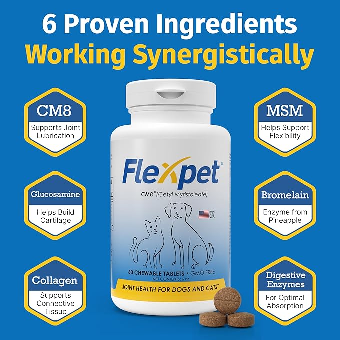 Hip & Joint Supplement for Dogs & Cats with Cetyl Myristoleate, Glucosamine, Collagen, MSM - Advanced Joint Support for Mobility, Senior Pets, Small & Large Breeds - 60 Chews (Pork Liver)