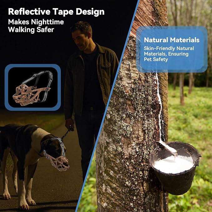 Dog Muzzle for Large Dogs, Breathable Basket Muzzles for Small, Medium and X-Large Aggressive Dog, Allows Panting Drinking, Suitable for Grooming Trimming Training (Camouflage Brown, L)