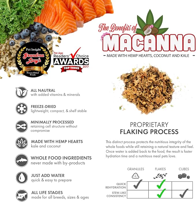 Grandma Lucy's Macanna Dog Food, Grain Free and Freeze-Dried - Salmon Recipe, 3Lb Bag